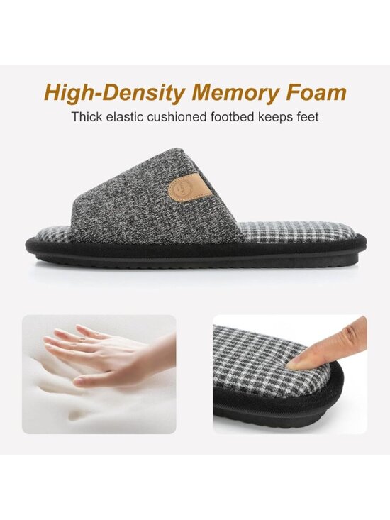 Men\'s Black Cozy Memory Foam Slippers Indoor Outdoor Slip On House Shoes main image 5